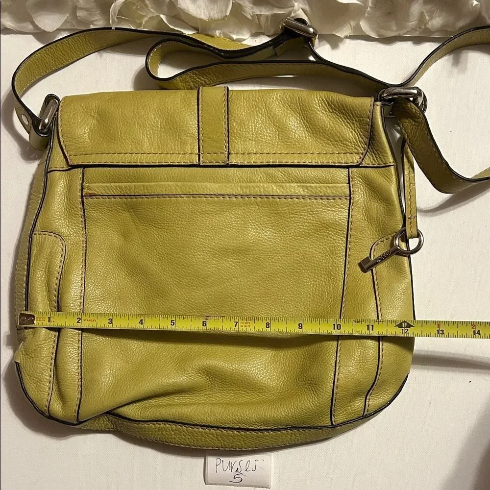 Fossil Lime Green Leather Crossbody Bag